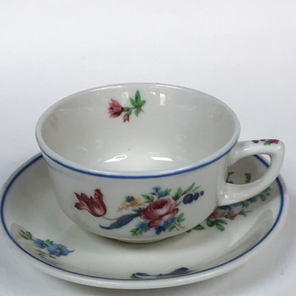 Syracuse China USA Floral Teacup and Saucer
